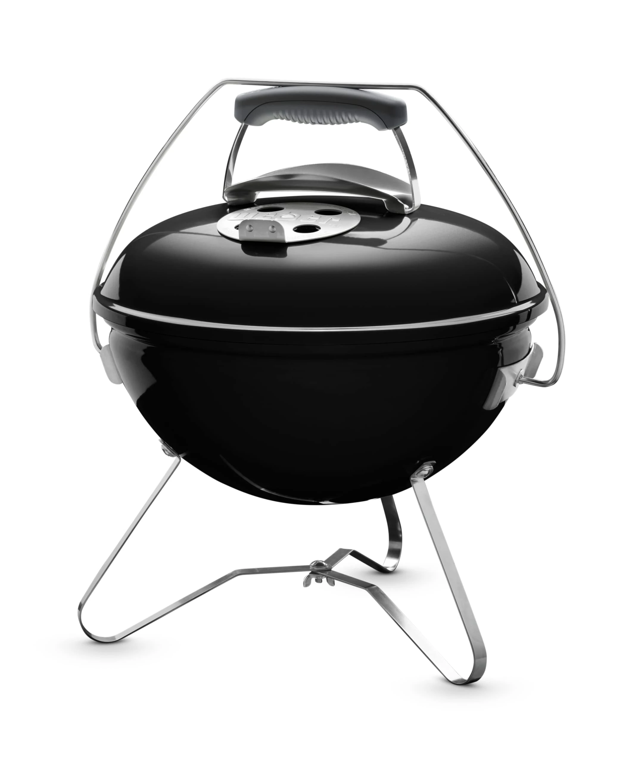 Weber Smokey Joe Premium Charcoal Barbecue/Portable Design, Porcelain-Enamelled Lid & Bowl, 37 cm Cooking Surface, Tuck-N-Carry Handle, Black