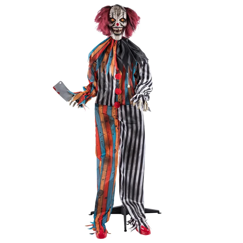 Boland 74332 Standing Horror Decoration with LED, Clown Butcher with Movement and Sound for Theme Party and Halloween
