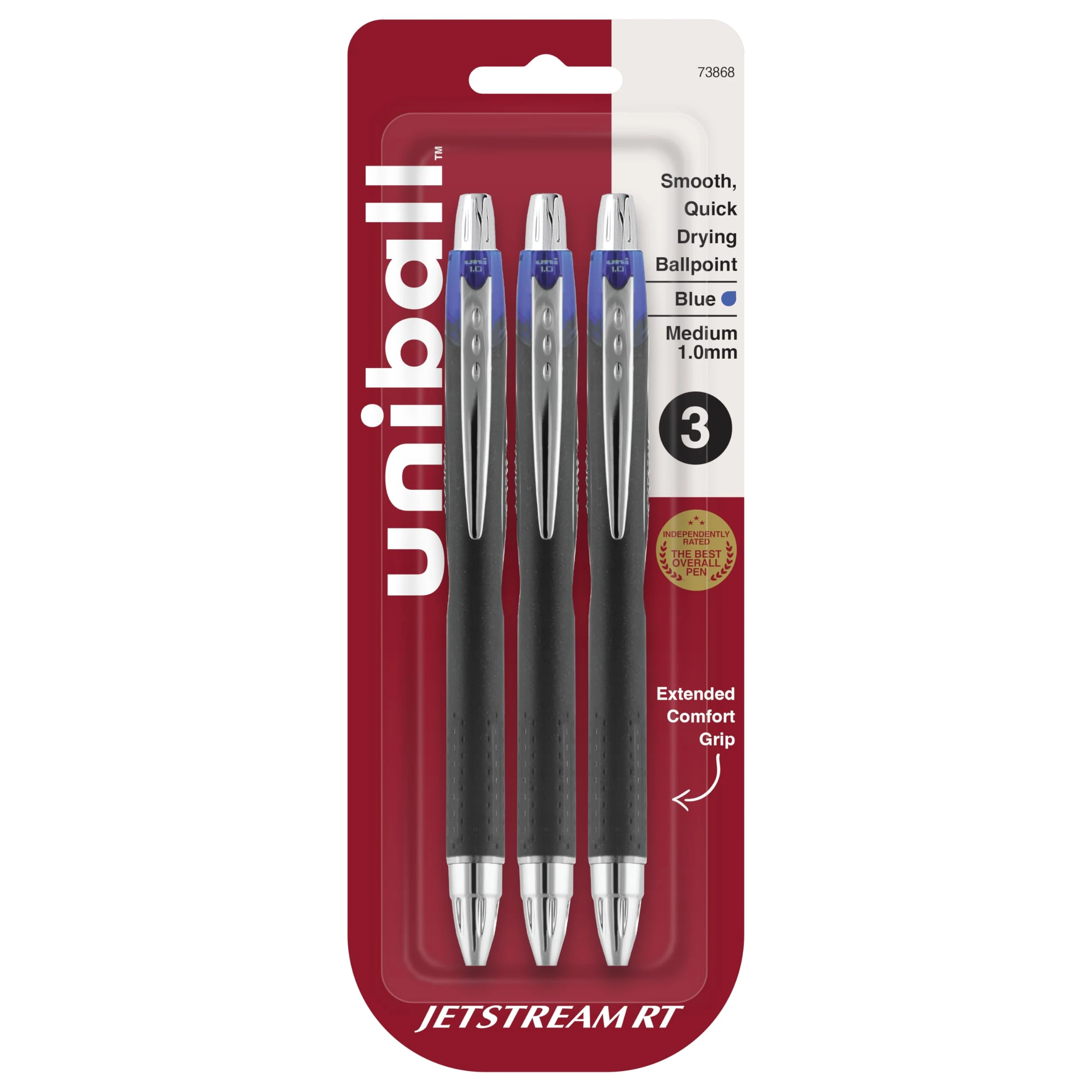 uni-ball Jetstream RT Ballpoint Pens, Bold Point (1.0mm), Blue, 3 Count