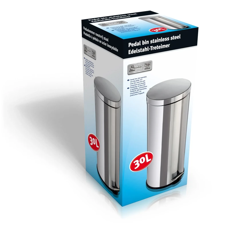 30 Litre Kitchen Pedal Bin 95522 Elegance Chrome - Image 1