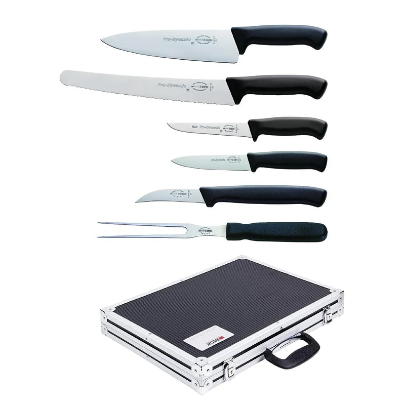 Dick Pro 6 Piece Knife Set with Magnetic Knife Case, Chefs Knife 8½ inch, Boning Knife 5 inch, Paring Knife 4½ inch, Peeling Knife 2 inch, Slicer 10 inch, Carving Fork and Hard Lockable Case | GF529 - Image 1