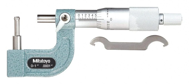 Mitutoyo 115-313 Series 115 Tube Micrometre, Cylindrical Anvil, Type C, 0"-1" Range, 0.0001" Graduation