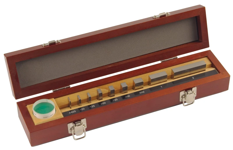 Mitutoyo Steel Rectangular Micrometer Inspection Gage Block Set with Optical Parallel, ASME Grade 0, 0.0625-2.0" Length (9 Blocks)