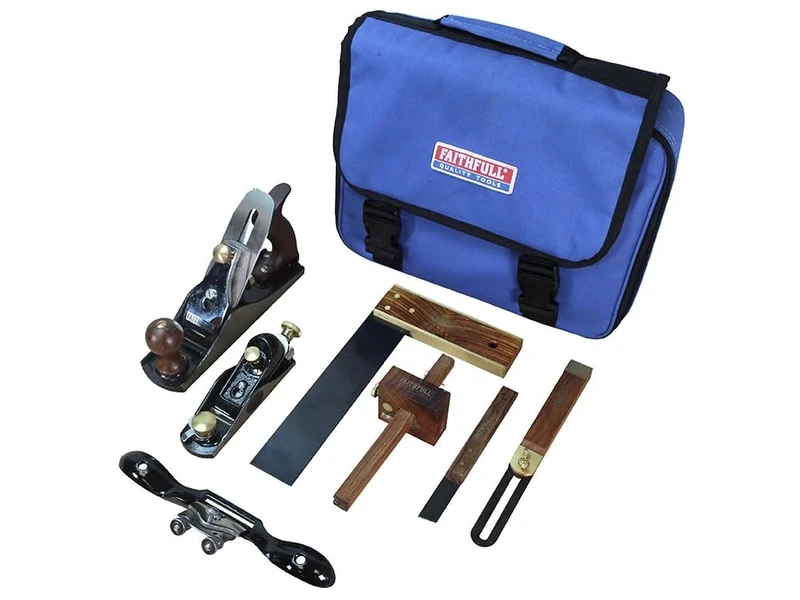 Faithfull FAICARPBAG 7 Piece Carpenters Tool Set WIth Carry & Storage Case,Blue