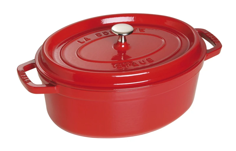 Staub Cast Iron Roaster/Cocotte, Oval 27 cm, 3.2 L, Cherry Red