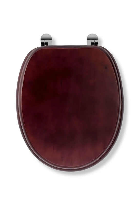Croydex Solid Wood Toilet Seat, Mahogany - Chrome Fitting