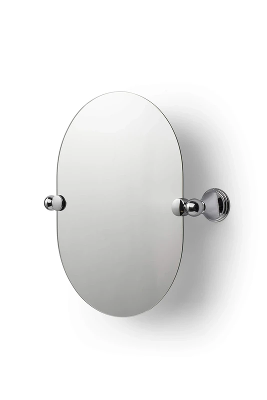 Croydex Westminster Oval Bathroom Mirror with Tilting Hinges - Small Mirror with Safety Backed Glass, Adjustable Tilt Brackets and Concealed Fixings (40 x 30cm)