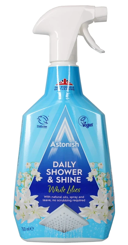 Astonish Daily Shower and Shine, Vegan and Cruelty-free Shower Spray, 750ml, White Lilies