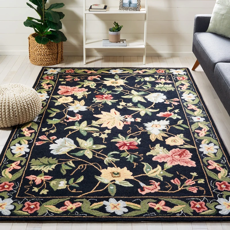 Safavieh Traditional Rug for Living Room, Dining Room, Bedroom - Chelsea Collection, Short Pile, in Black and Multicolor, 200 x 300 cm