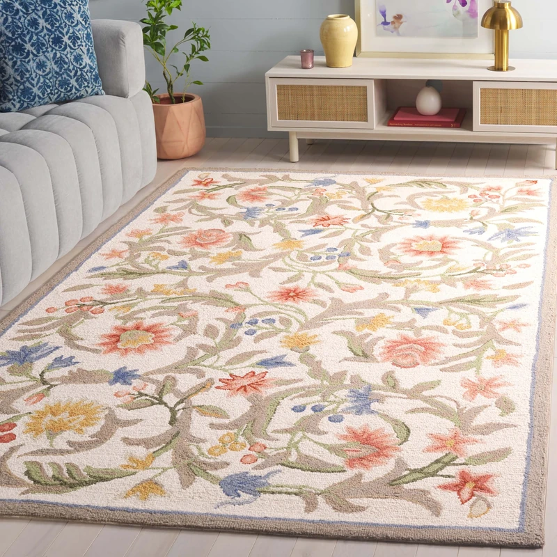 Safavieh Traditional Rug for Living Room, Dining Room, Bedroom - Chelsea Collection, Short Pile, in Ivory and Multicolor, 114 X 175 cm