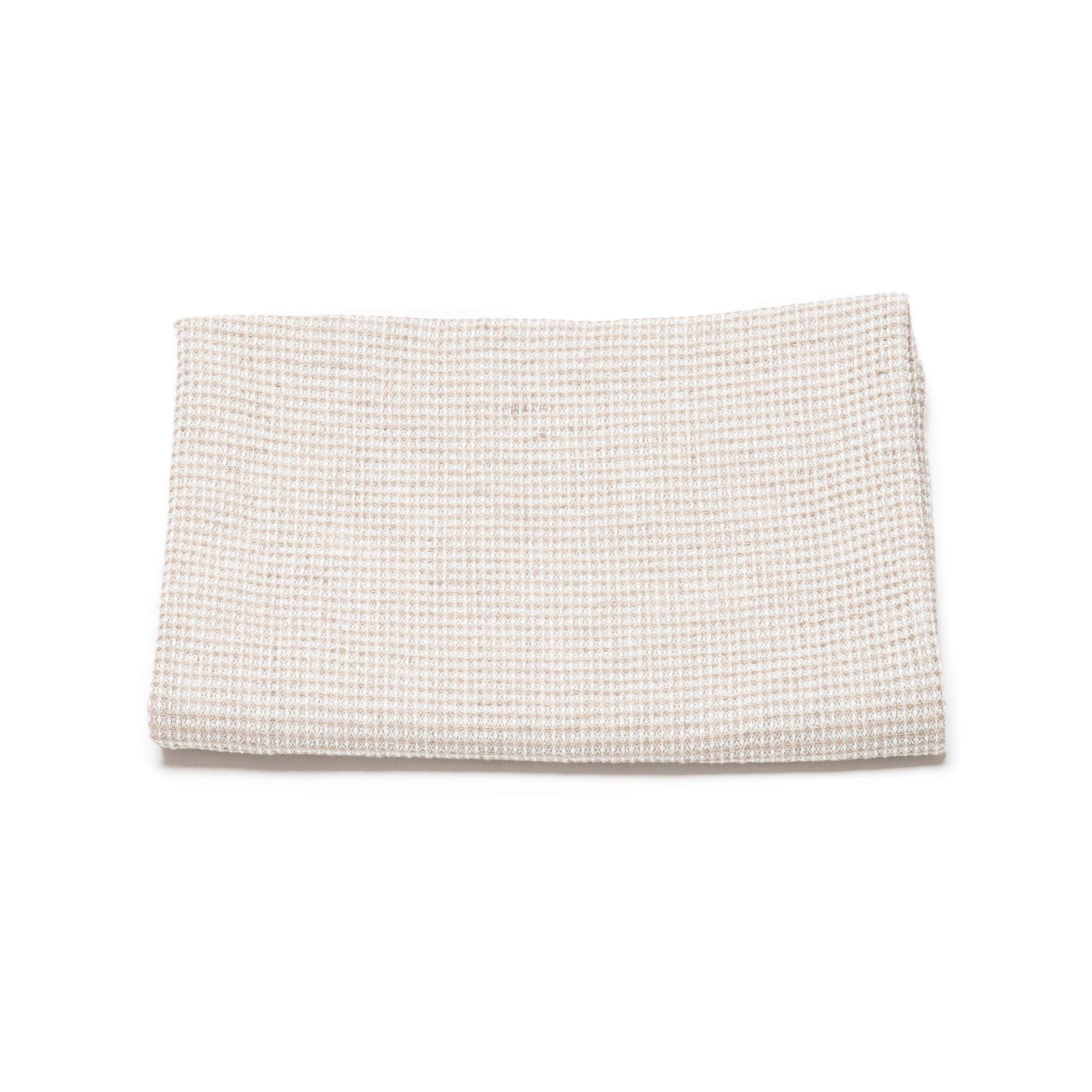Natural Beige Linen Cotton Bath Towel Checkes