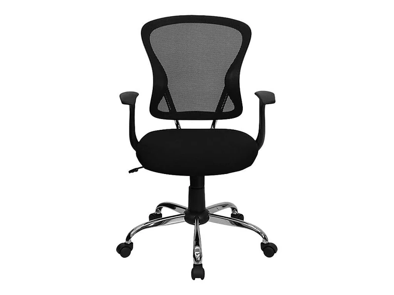 Flash Furniture Mid-Back Mesh Swivel Task Chair with Chrome Base and Arms, Metal, Black, 73.66 x 60.96 x 27.94 cm