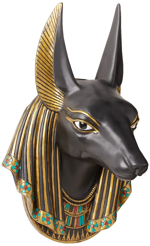 Design Toscano Anubis the Jackal God Wall Egyptian Wall Sculpture, 38 cm, Polyresin, Black and Gold
