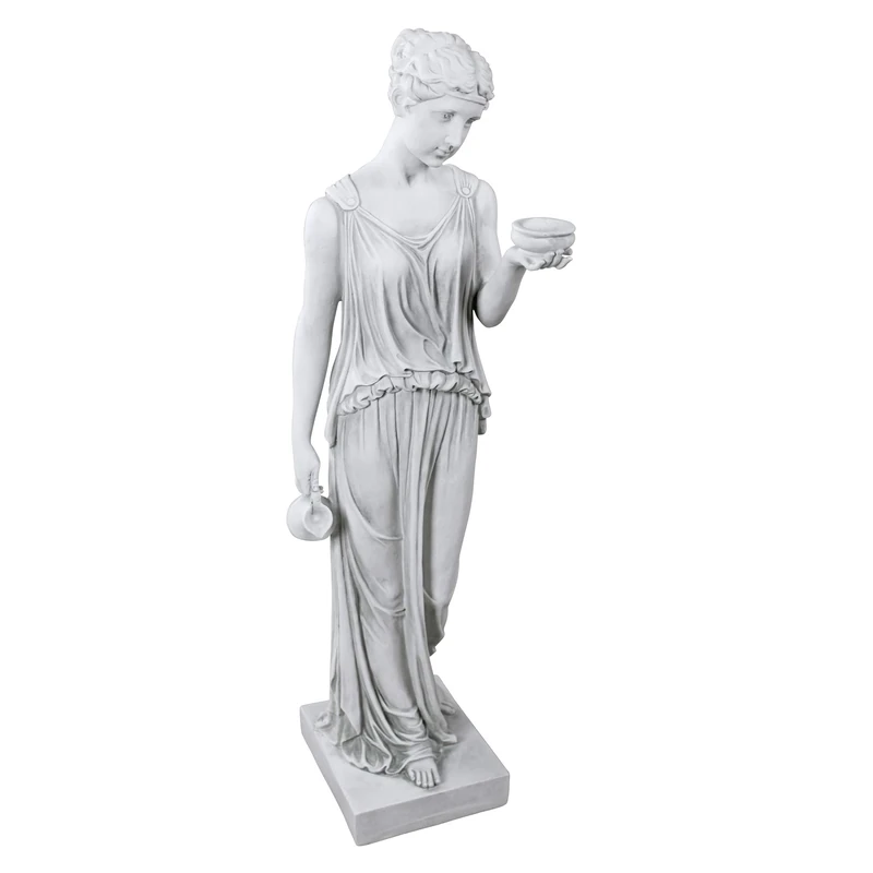 Design Toscano KY71304 Hebe the Goddess of Youth Greek Garden Statue, Large 81 cm, Polyresin, Antique Stone