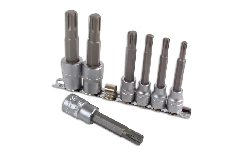 Laser 2900 Ribe Socket Bit Set 3/8"D, 1/2"D 7pc