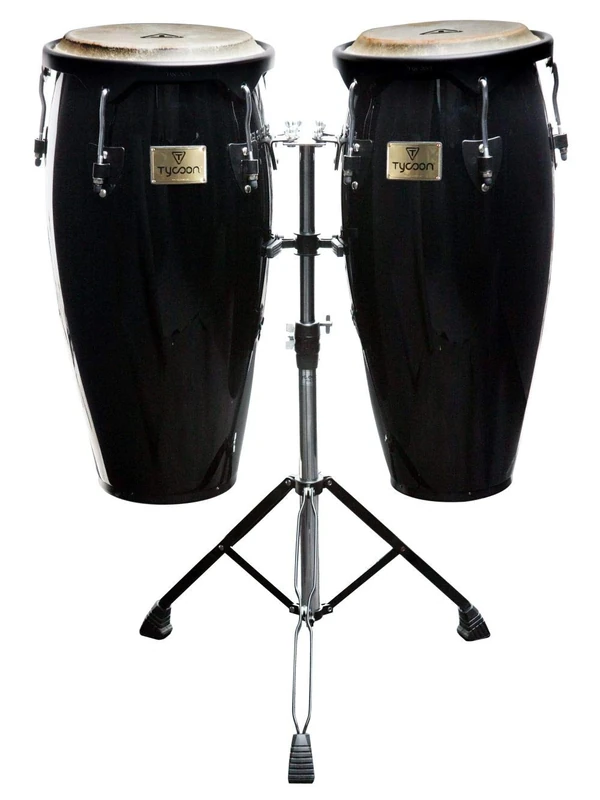 Tycoon Percussion STC-BBK/D Supremo Series Conga Set, Black, 10 and 11-Inch