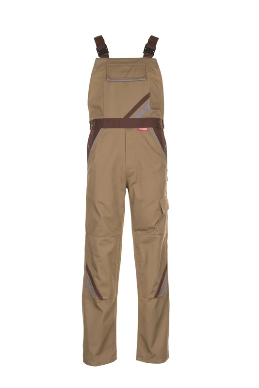 Planam Highline Bib and Brace Overalls Khaki/Brown 60W x Regular