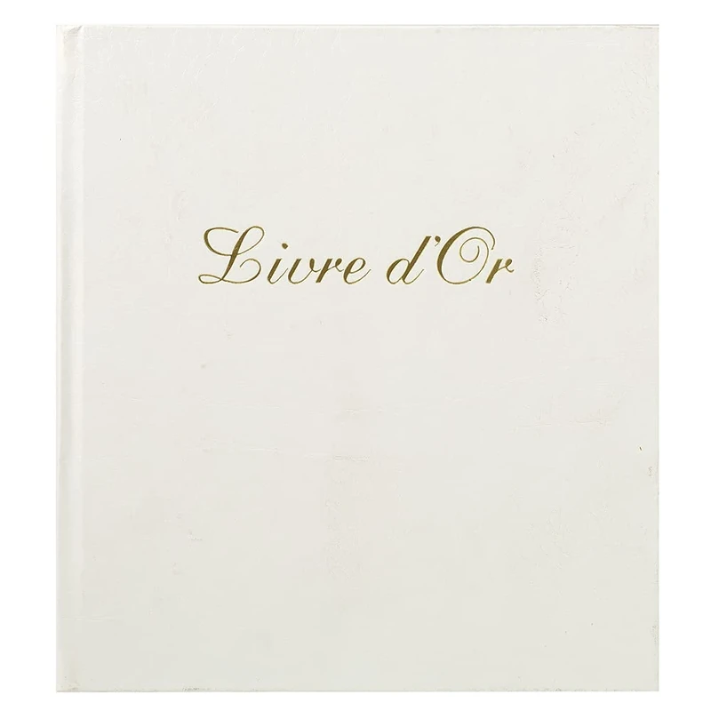 Exacompta - Ref. 4712E - 1 Alpille leather guest book - Vertical format: 27 x 22 cm - Exterior and spine both leather - Gold edges with title - 140 plain ivory laid paper pages - Colour: White