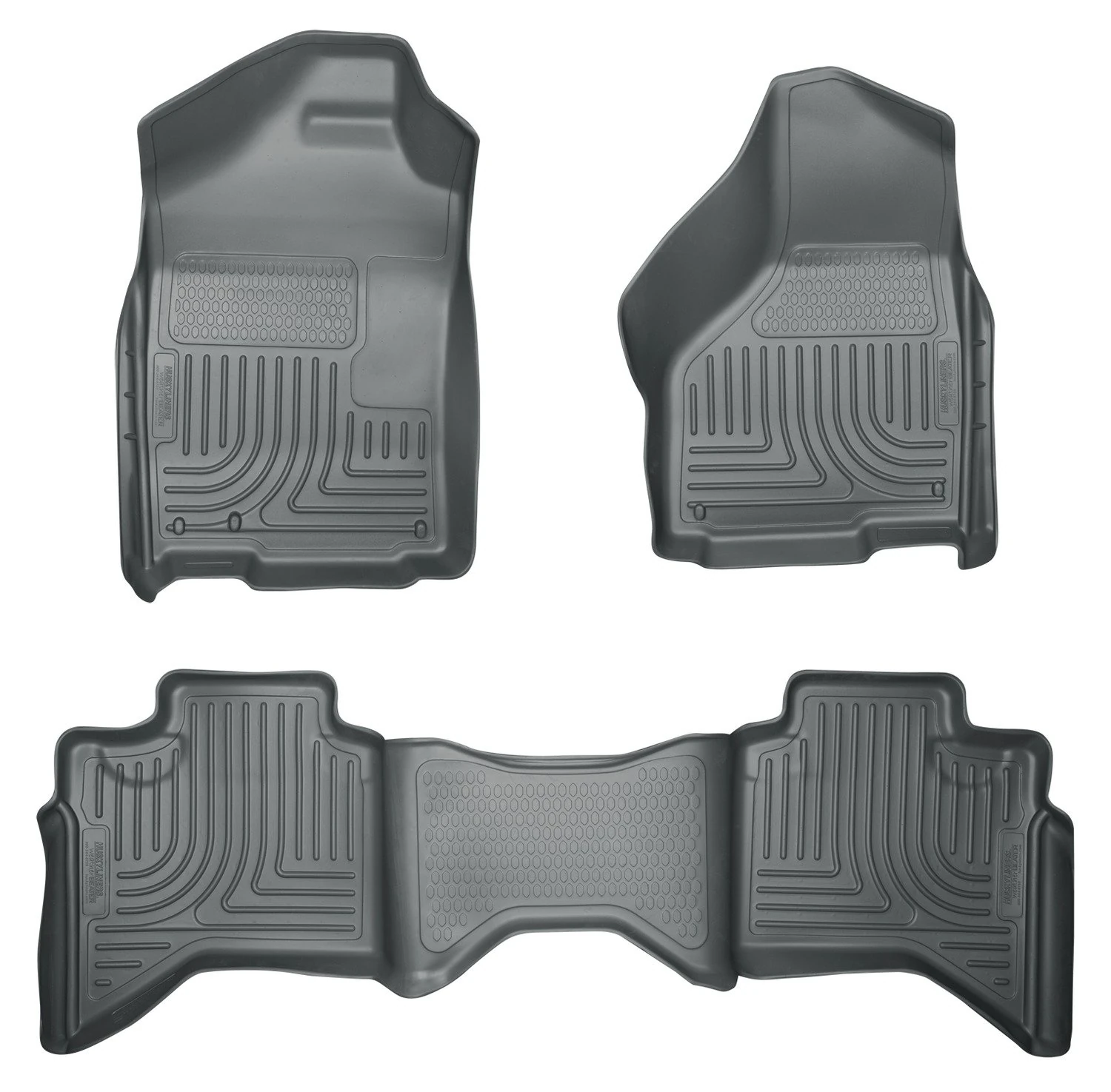Husky Liners - Weatherbeater | Fits 2002-2008 Ram 1500 Quad Cab, 2003-2009 Ram 2500/3500 Quad Cab - Front & 2nd Row Liner - Grey, 3 pc. | 98032