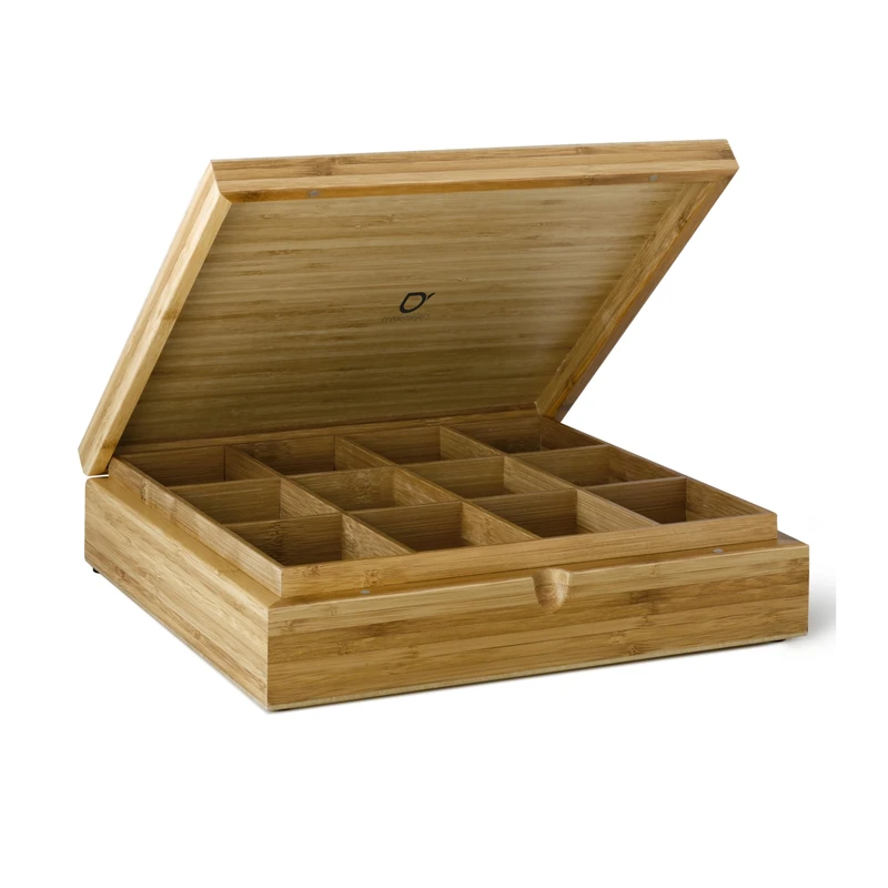 Bredemeijer Tea Bag Storage, Tea Box Organiser, 12 Compartments - Wood - Image 1