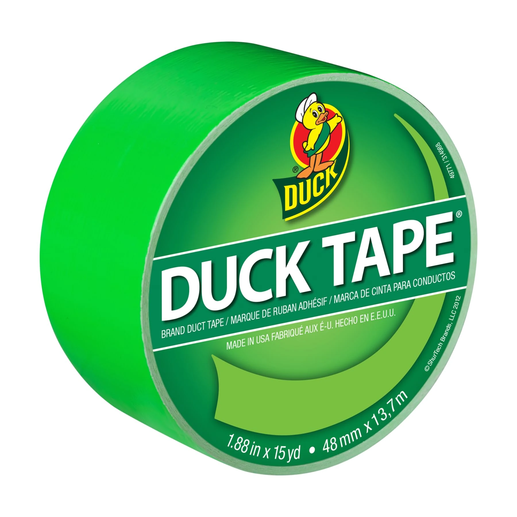 Duck Tape Solid Colours Neon Green, Repair, Craft, Personalise, Decorate and Educate - 48mm x 13.7m