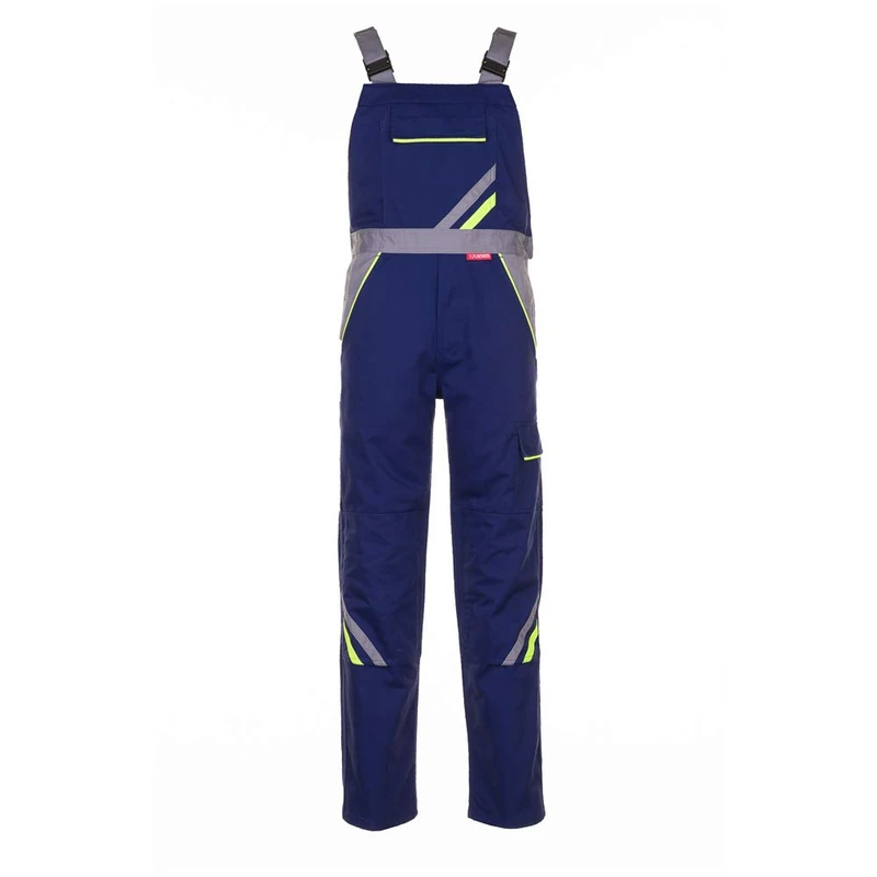 Planam 2433064 Size 64 "Visline" Dungarees - Marine Blue/Yellow/Zinc