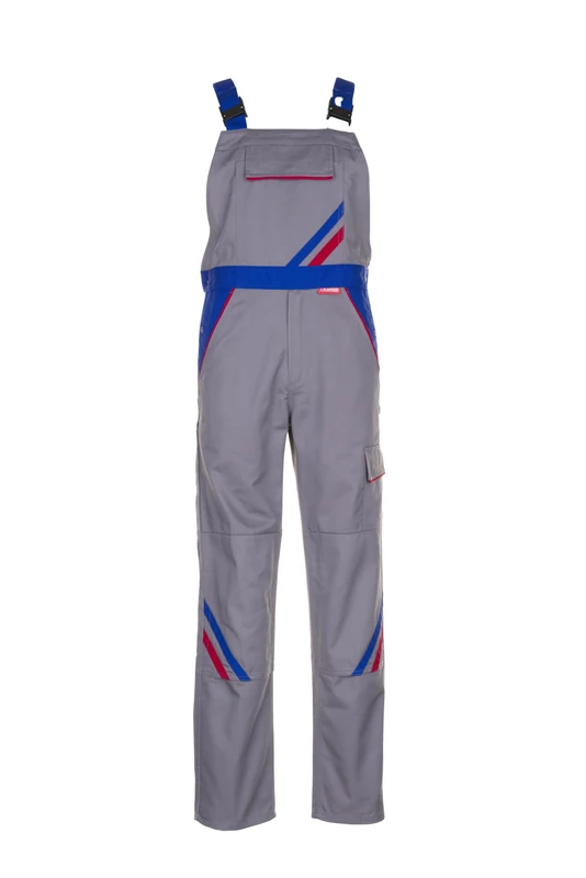 Planam 2333094 Size 94 "Highline Dungarees - Zinc/Royal Blue/Red