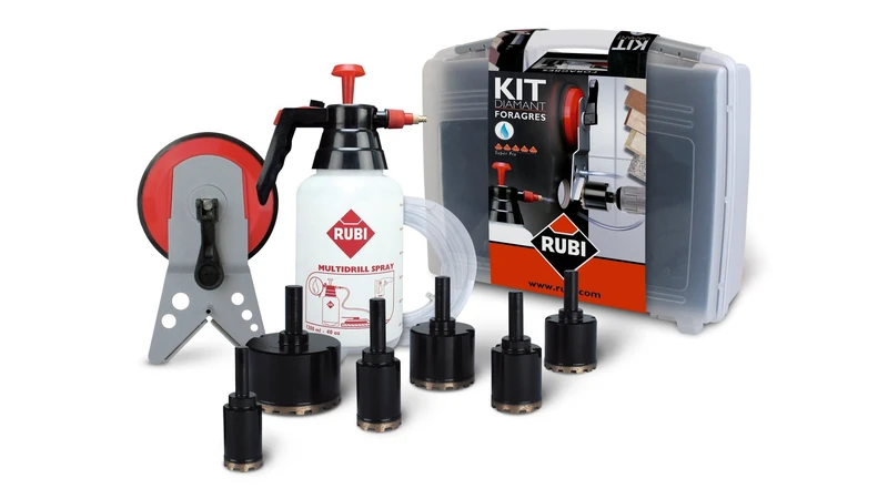 Diamond Core Drill Bit Set 8 Pieces with Head Adapter Drill in Case