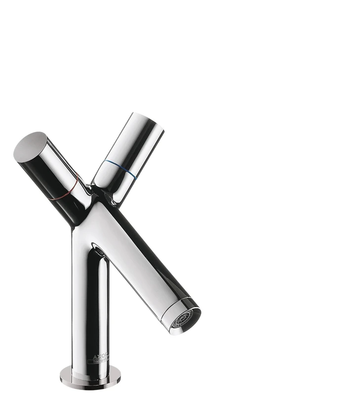 AXOR 10030000 Starck 2-Handle Basin Tap 80 with pop-up Waste Mixer, Chrome