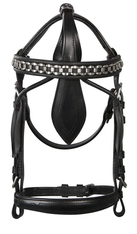 PFIFF Driving head piece presentation with blinders, Black Cob