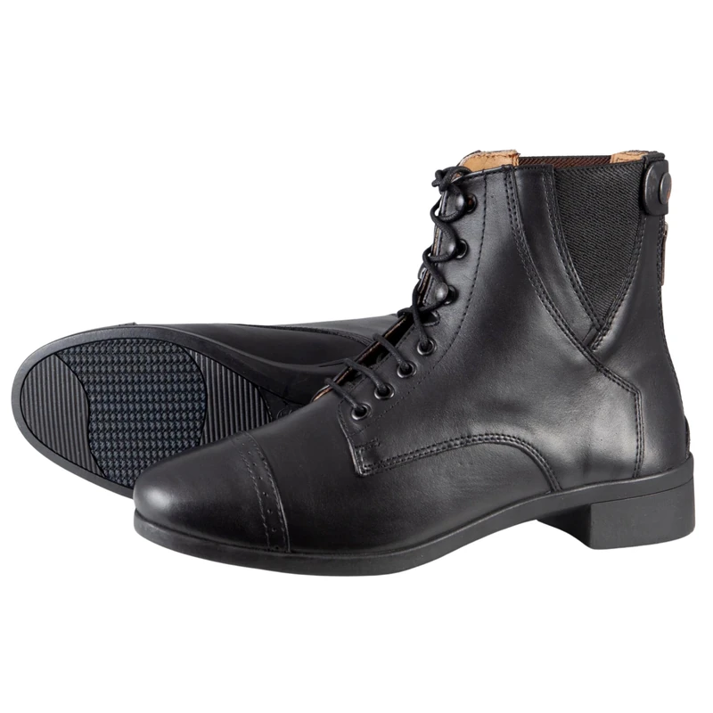 PFIFF 011493 Leather Lace-Up Ankle Boots, Women's Riding Boots, 41 Black