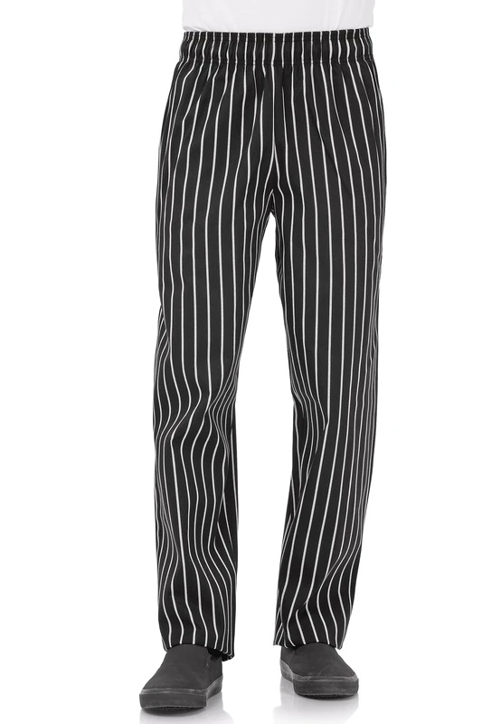 Chef Works A940-M Easyfit Pants, Striped, Medium, Black/White