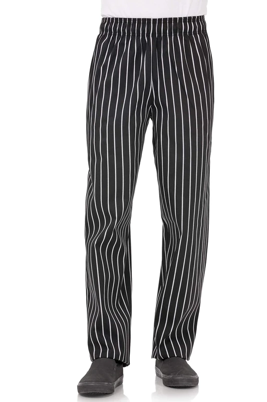 Chef Works A940-L Easyfit Pants, Striped, Large, Black/White