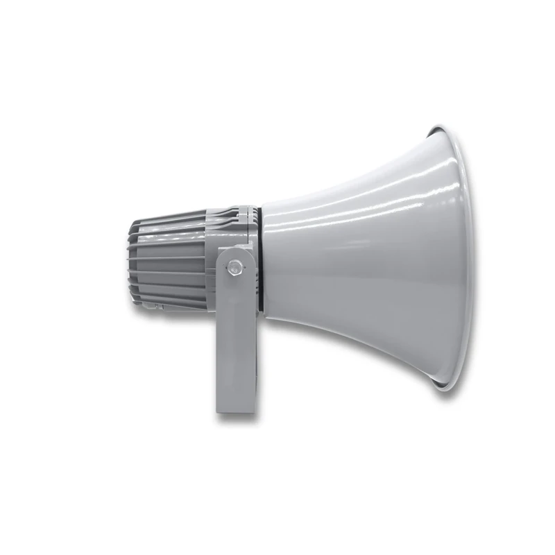 Pyle PA System Horn Speaker – 32cm Weatherproof Loudspeaker Megaphone, Wall Mount Outdoor/Indoor Audio System for Announcements, Intercom, Sirens & Security Alerts – Grey