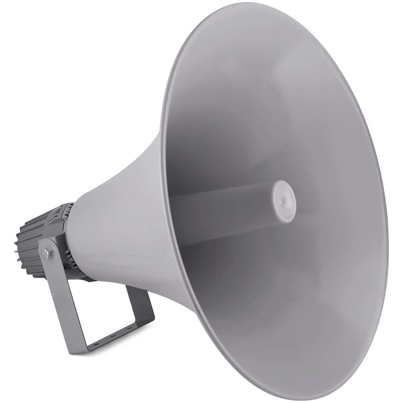 Pyle PA System Horn Speaker – 50cm Weatherproof Loudspeaker Megaphone, Wall Mount Outdoor/Indoor Audio System for Announcements, Intercom, Sirens & Security Alerts – Grey