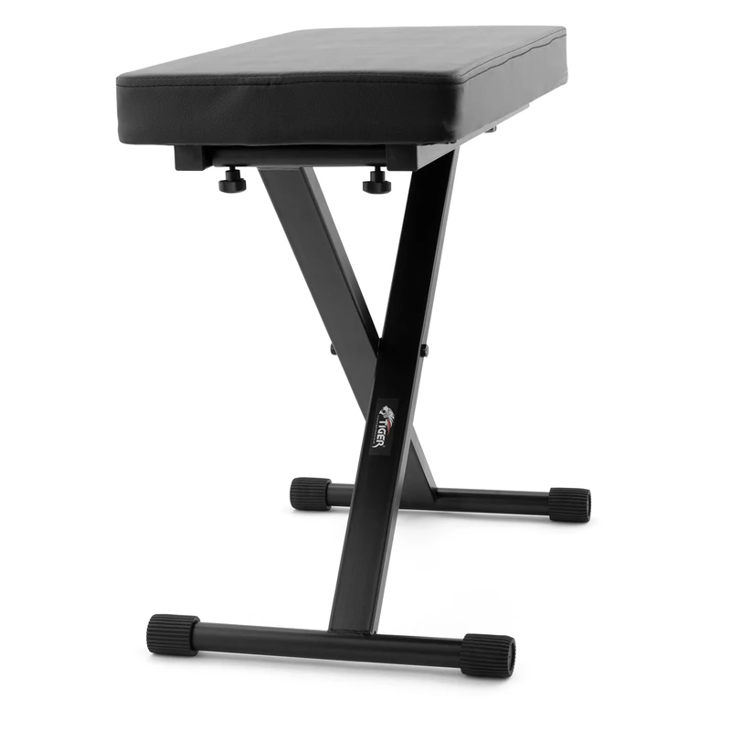 Tiger PST7-BK Keyboard Bench, Piano Stool – 4 Height Adjustable and Foldable X-Frame Seat