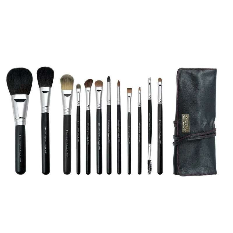 Royal & Langnickel Silk Pro 12-Piece Professional Cosmetic Brush Set in a Faux Leather Zip Close Case