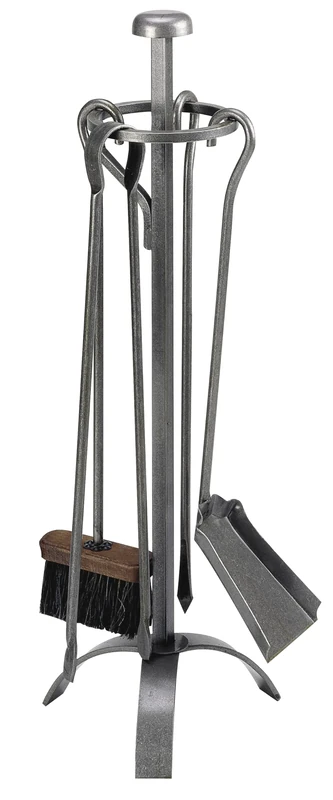 ARDUFEU - Montmartre Fireside Companion Set, 4-Piece Black Steel Fireplace Tools with Stand, Traditional French Design, Durable, Safe & Compact for Any Fireplace