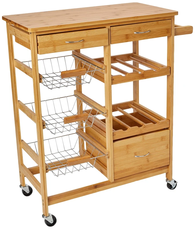 Zeller "Bamboo" Kitchen Trolley, Wood, Beige