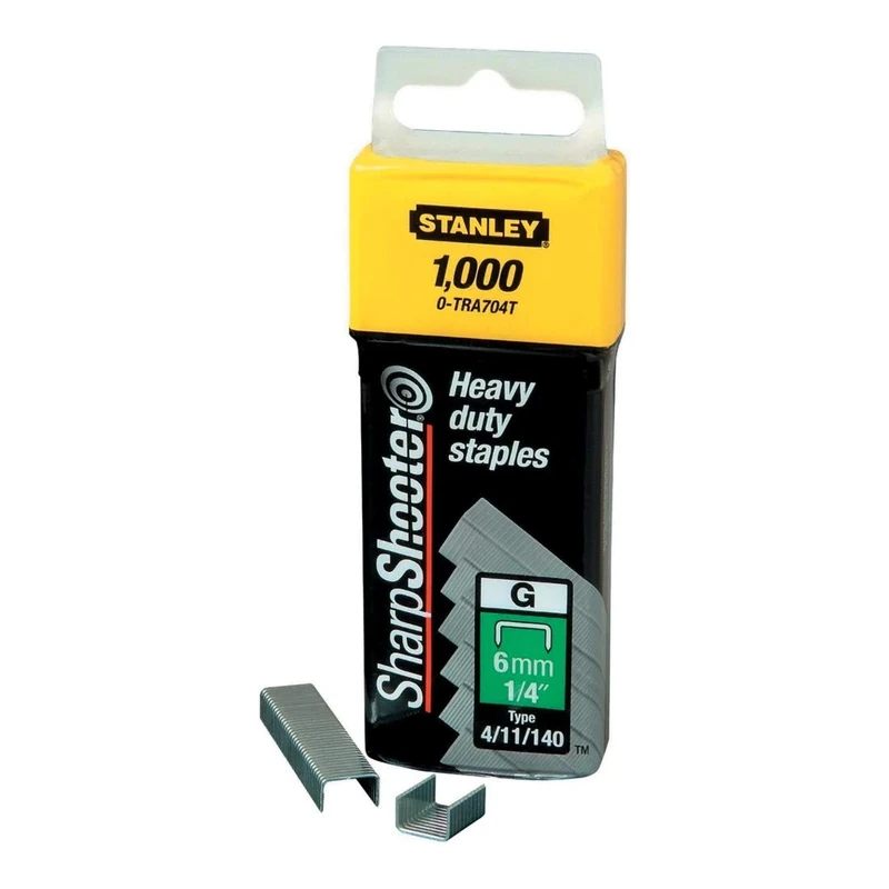 Stanley 1-TRA704T"Type G" Staples, Silver, 6 mm, Set of 1000 Piece , Yellow