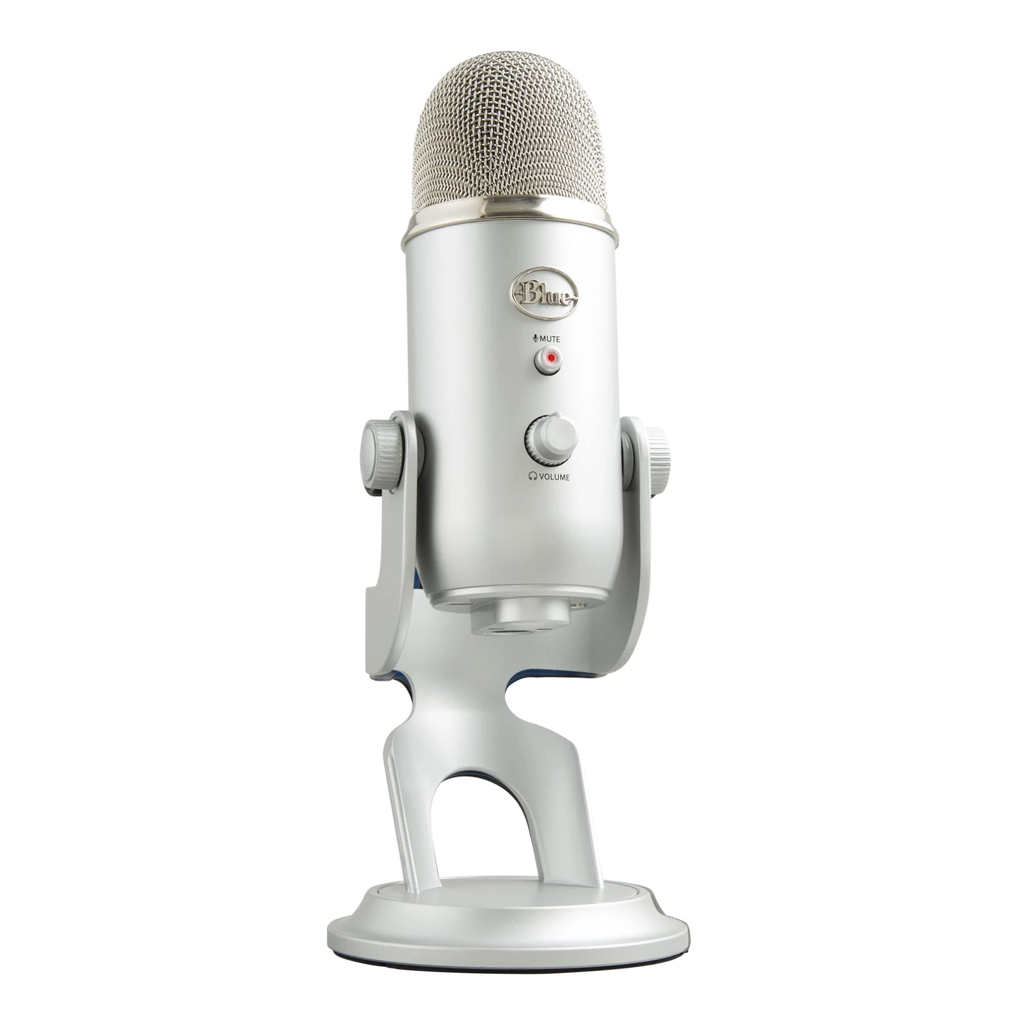 Logitech for Creators Blue Yeti USB Microphone for Recording, Streaming, Gaming, Podcasting on PC and Mac, Condenser Mic for Laptop or Computer with Blue VO!CE Effects, Adjustable Stand - Silver