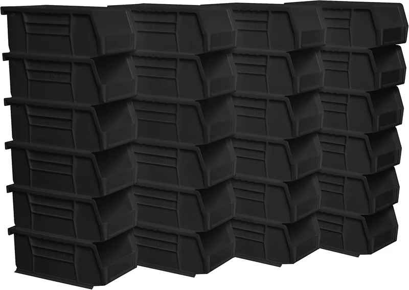 Akro-Mils 30220 Plastic Storage Stacking Akro Hanging Bin, 7-Inch by 4-Inch by 3-Inch, Black, Case of 24