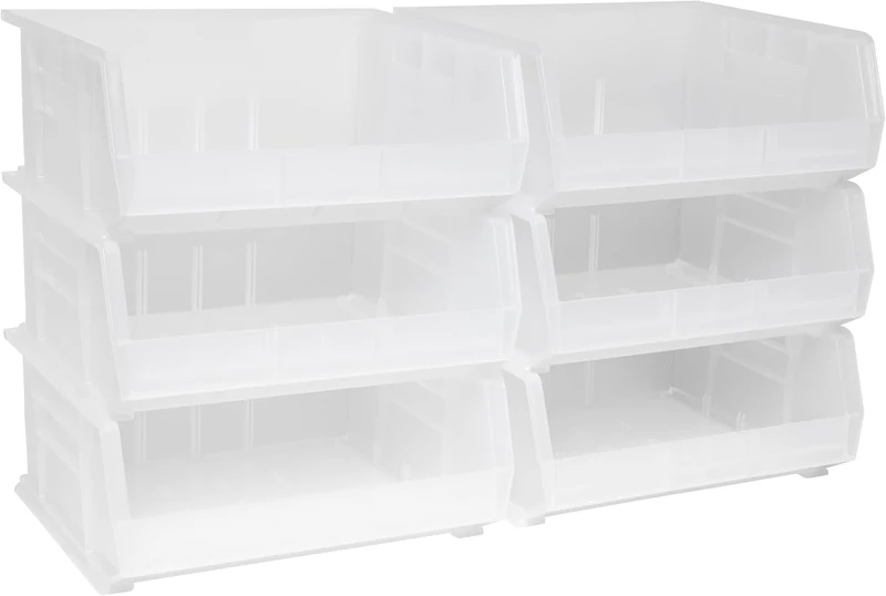 Akro-Mils 30250 Plastic Storage Stacking AkroBin, 15-Inch by 16-Inch by 7-Inch, Clear, Case of 6