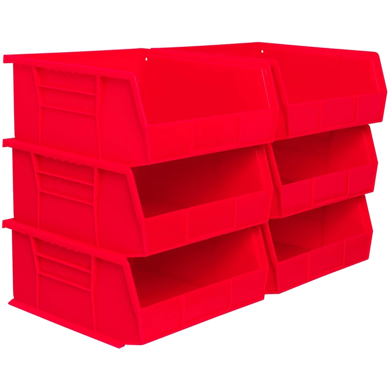 Akro-Mils 30235 Plastic Storage Stacking Hanging Akro Bin, 11-Inch by 11-Inch by 5-Inch, Red, Case of 6