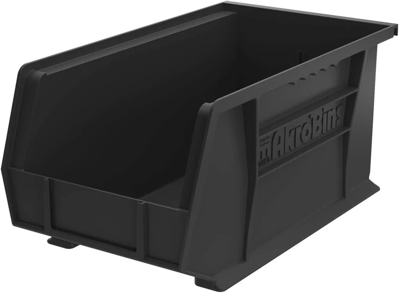 Akro-Mils 30240 AkroBins Plastic Storage Bins, Space-Saving Stackable Bins for Garage, Pantry, Craft Organization, 38.1 cm x 20.32 cm x 17.78 cm, Black, 12-Pack