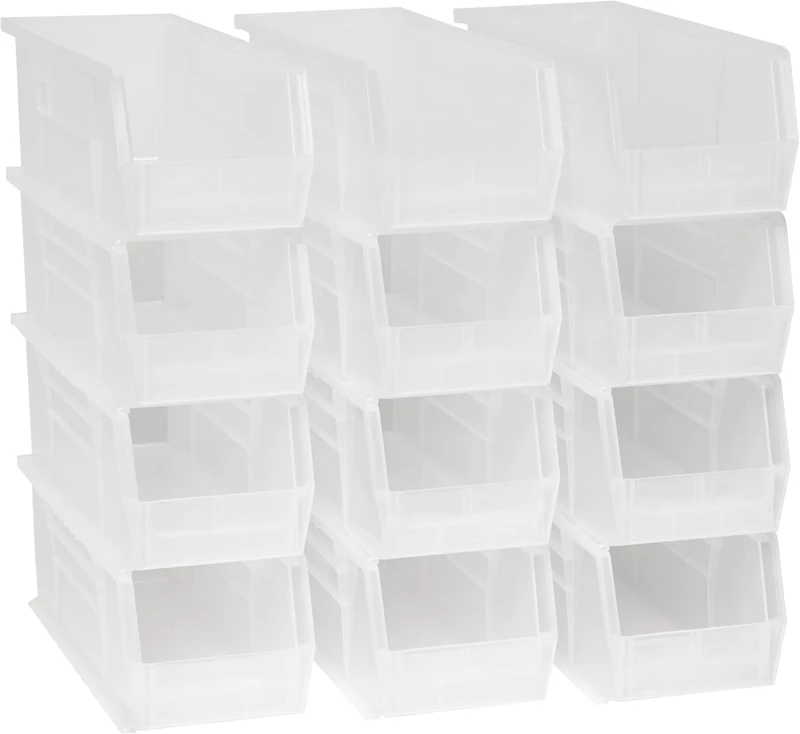 Akro-Mils 30234 Plastic Storage Stacking AkroBin, 15-Inch by 5-Inch by 5-Inch, Clear, Case of 12