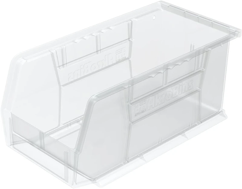 Akro-Mils 30230 AkroBins Plastic Storage Bins, Space-Saving Stackable Bins for Garage, Pantry, Craft Organization, 27.94 cm x 12.7 cm x 12.7 cm, Clear, 12-Pack