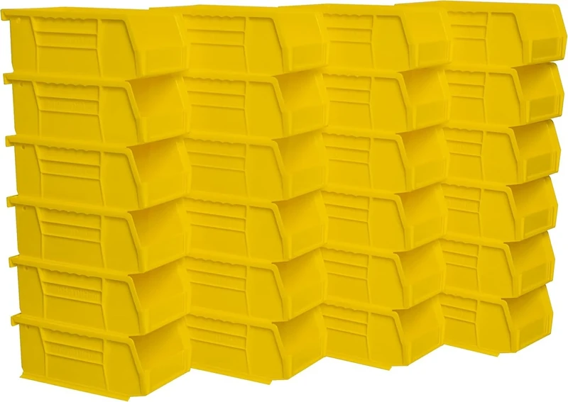 Akro-Mils 30220 AkroBins Plastic Storage Bins, Space-Saving Stackable Bins for Garage, Pantry, Craft Organization, 17.78 cm x 10.16 cm x 7.62 cm, Yellow, 24-Pack