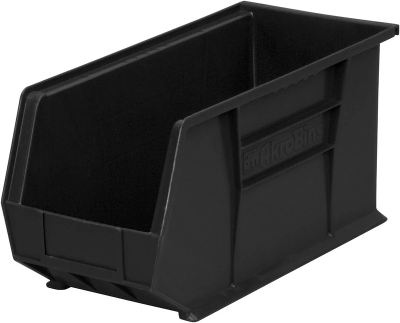 Akro-Mils 30265 Plastic Storage Stacking Hanging Akro Bin, 18-Inch by 8-Inch by 9-Inch, Black, Case of 6