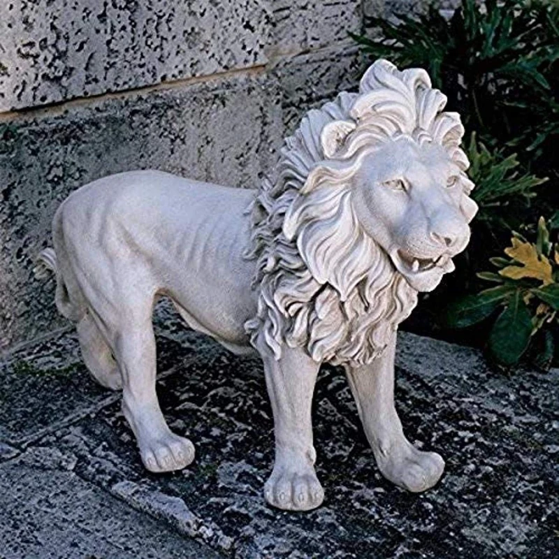 Design Toscano Regal Lion Sentinel of Grisham Manor Outdoor Entryway Garden Statue, Left, Polyresin, Antique Stone, 94 cm